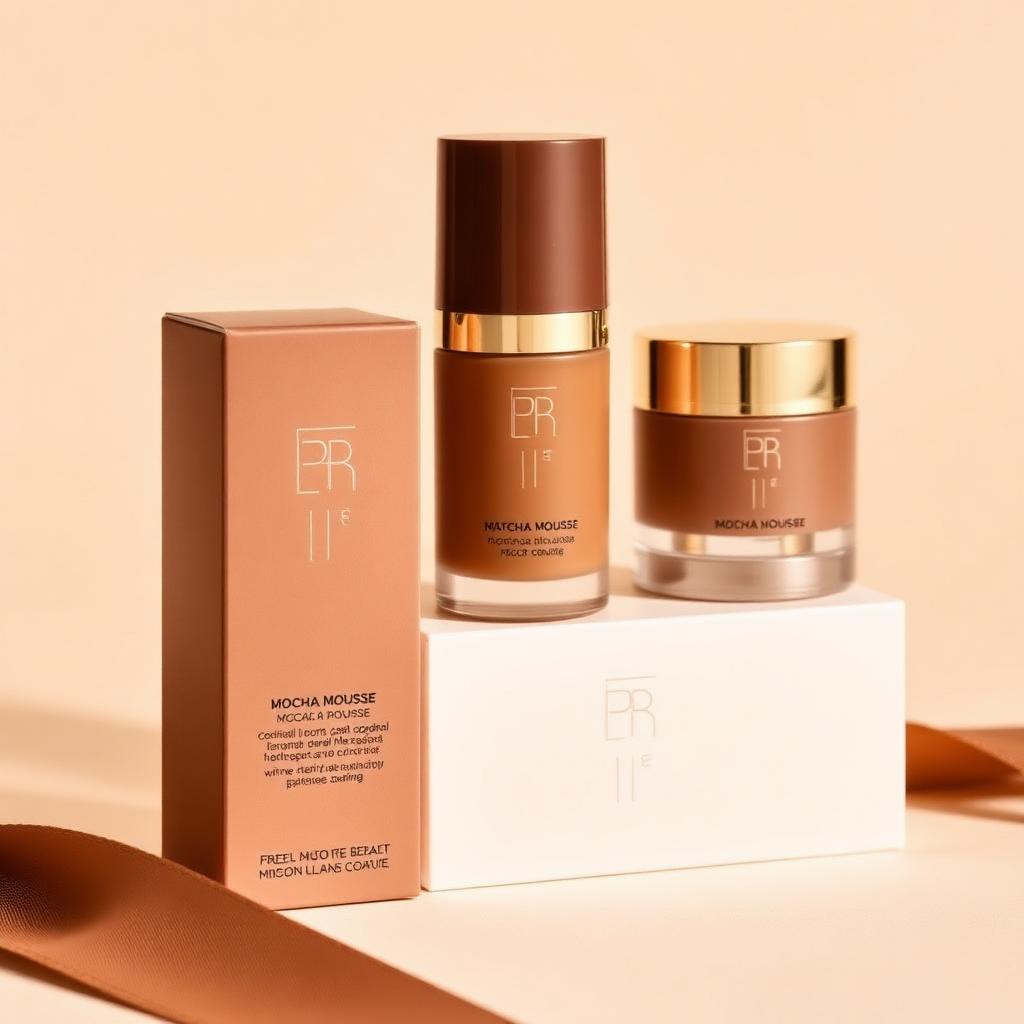 Luxury cosmetic packaging inspired by Pantone Mocha Mousse